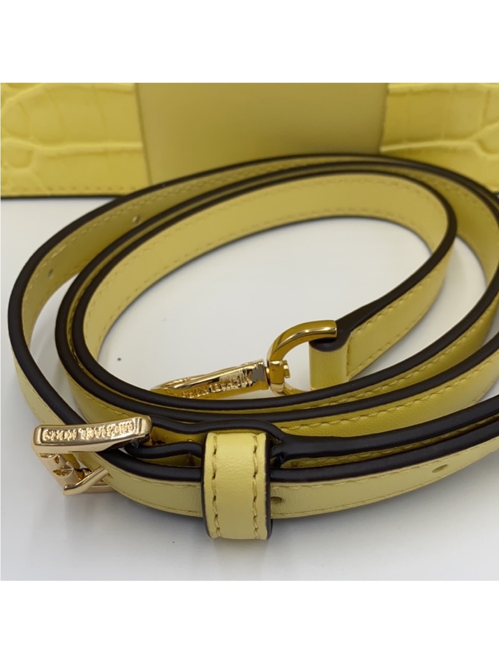 NWT Michael Kors Mercer  BUTTERCUP Croc-Embossed Leather Crossbody Bag - Picture 12 of 14